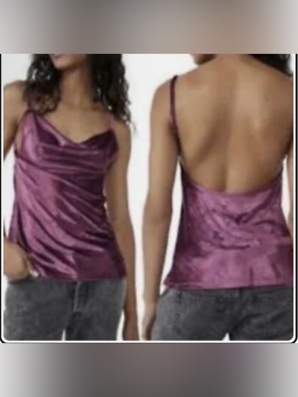 Free People All Night Velvet Tunic Camisole in Fig Jam Sz Small NWT $68 MSRP